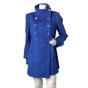 Marciano Wool Angora Peacoat Jacket Coat Military Winter Warm Coat Royal Blue